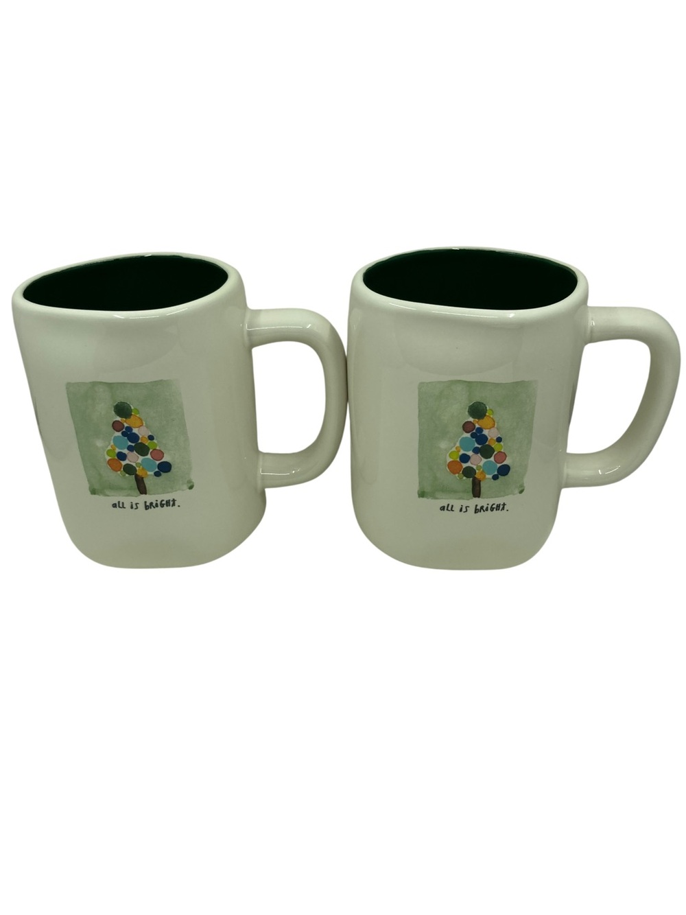 Rae Dunn All is Bright Christmas Mugs Set of 2